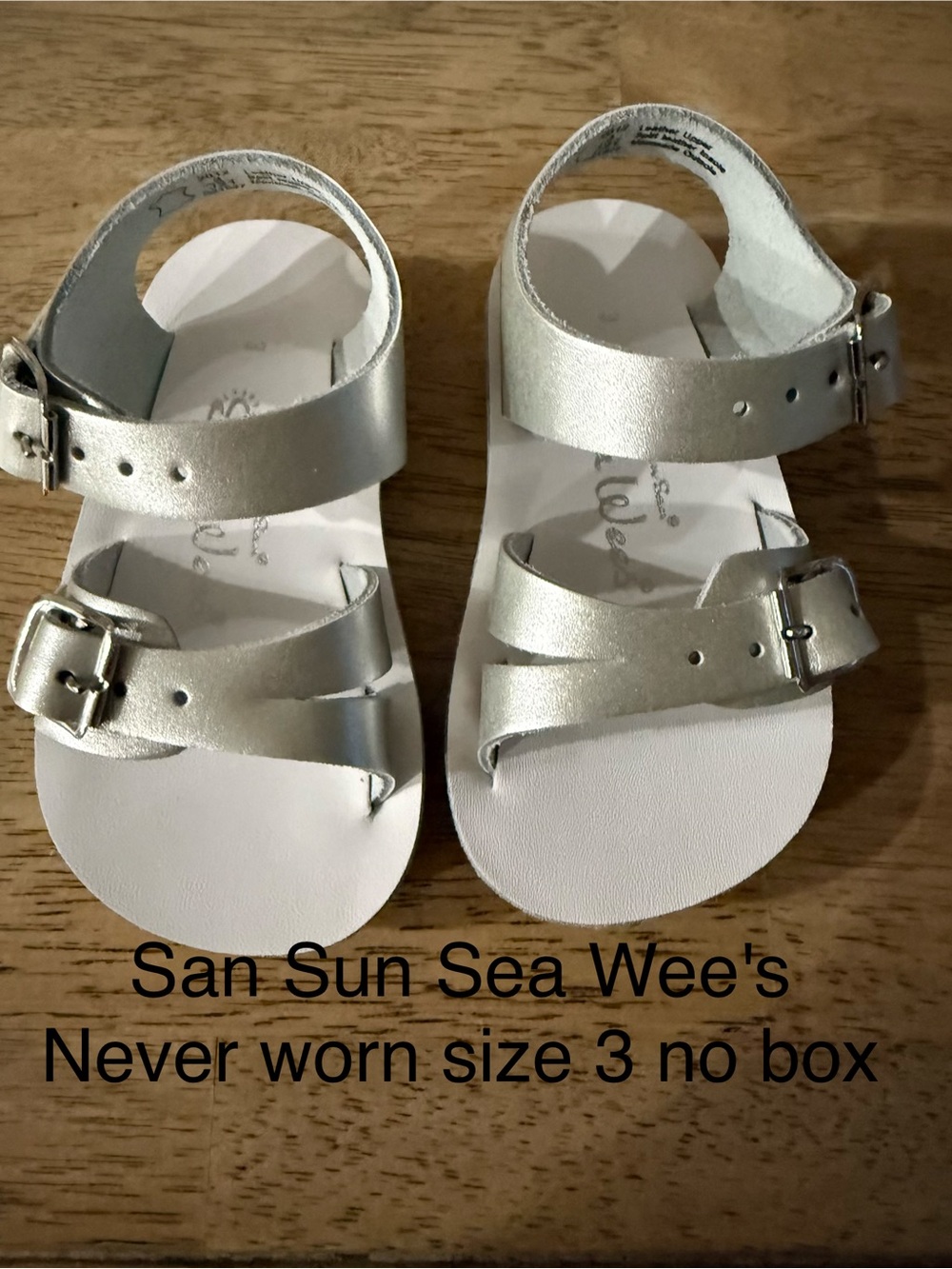 San Sun Sea Wee's. Size 3. Never worn. Silver.